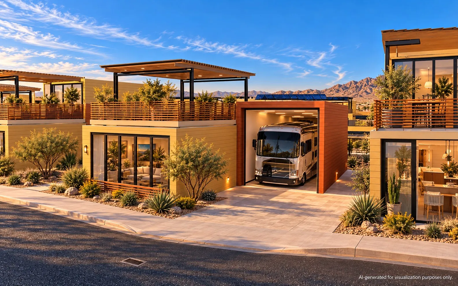 Plan 1 with the toy garage on its homesite